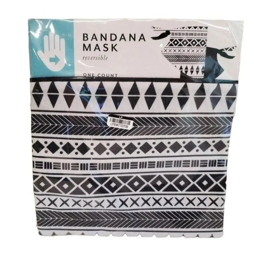 Bandana Mask Reversible Black White NEW